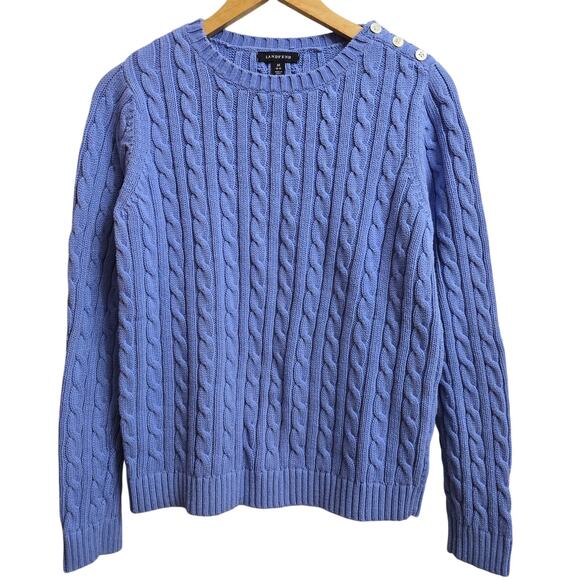 Lands End Women Preppy Classic Academia Heritage Ivy League Cable Knit Sweater M - Picture 1 of 9